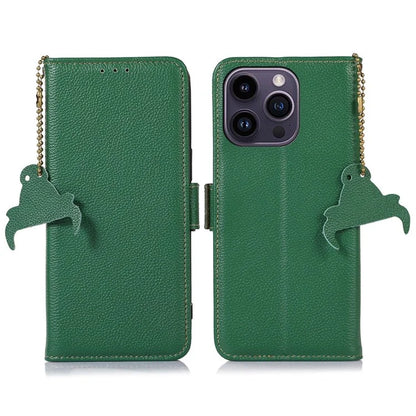 For iPhone 16 Pro Max Case RFID Blocking Genuine Cow Leather Phone Cover