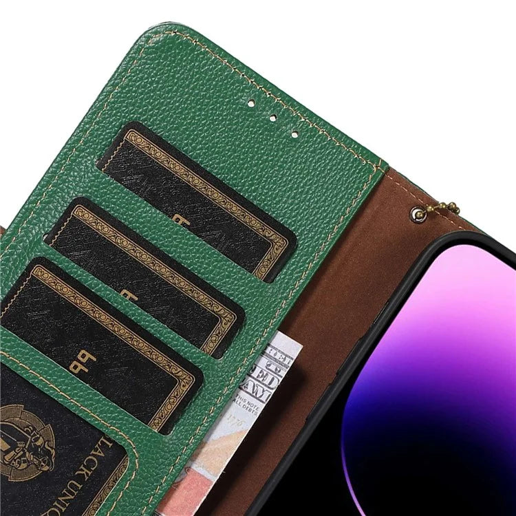 For iPhone 16 Pro Max Case RFID Blocking Genuine Cow Leather Phone Cover