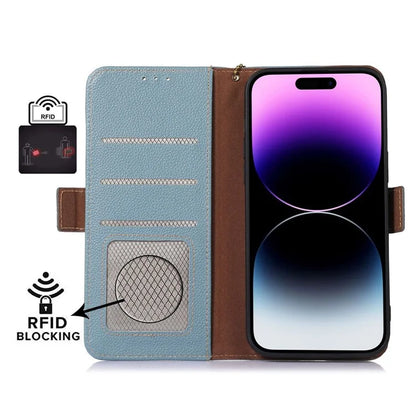 For iPhone 16 Pro Max Case RFID Blocking Genuine Cow Leather Phone Cover