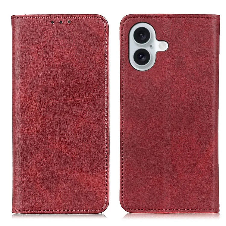 For iPhone 16 Case Magnetic Absorption Split Leather Folio Phone Cover