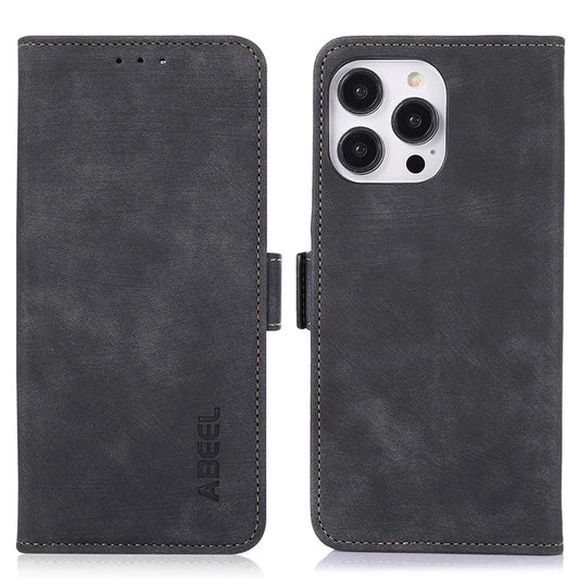 ABEEL For iPhone 16 Pro Max Case PU Leather Stand Retro Phone Cover with Card Slots