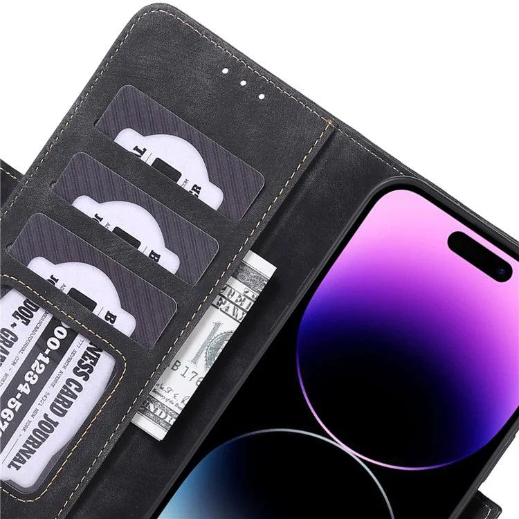 ABEEL For iPhone 16 Pro Wallet Case Stand Retro PU Leather Phone Cover