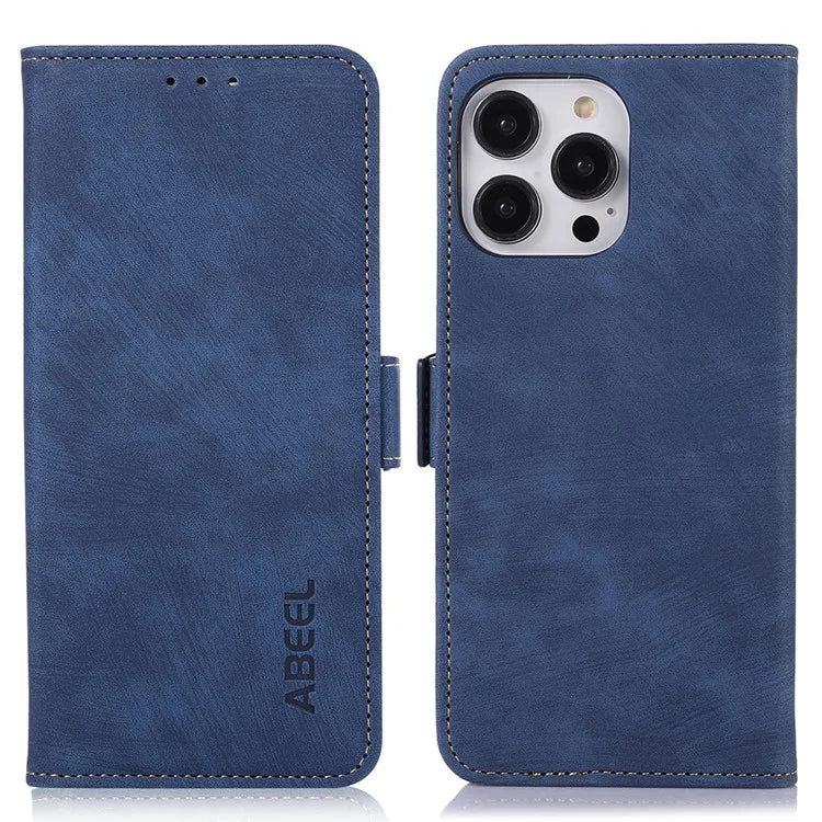 ABEEL For iPhone 16 Pro Wallet Case Stand Retro PU Leather Phone Cover