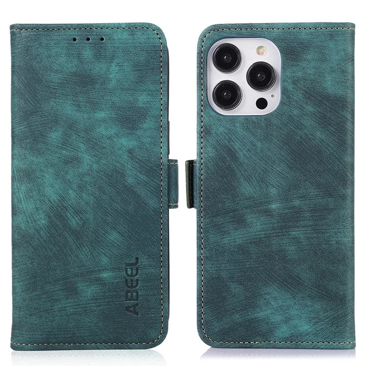 ABEEL For iPhone 16 Pro Wallet Case Stand Retro PU Leather Phone Cover