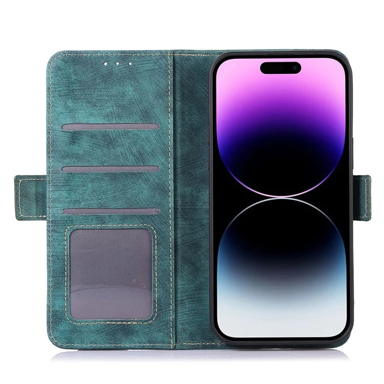 ABEEL For iPhone 16 Pro Wallet Case Stand Retro PU Leather Phone Cover