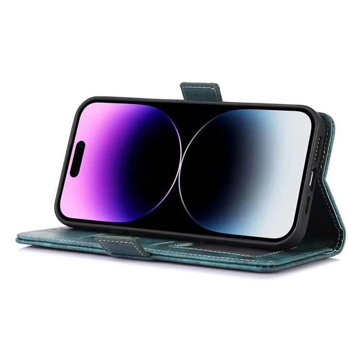 ABEEL For iPhone 16 Pro Wallet Case Stand Retro PU Leather Phone Cover