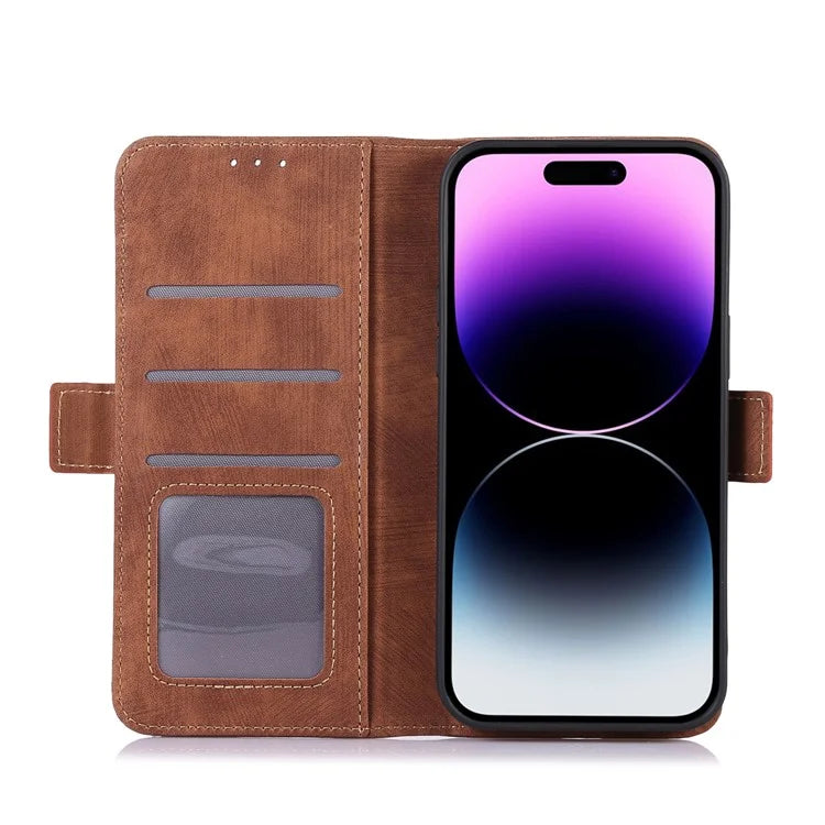 ABEEL For iPhone 16 Case PU Leather Card Slots Stand Retro Phone Cover