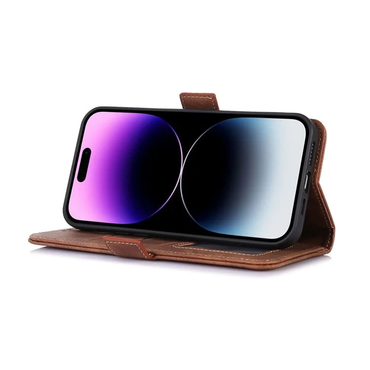 ABEEL For iPhone 16 Case PU Leather Card Slots Stand Retro Phone Cover