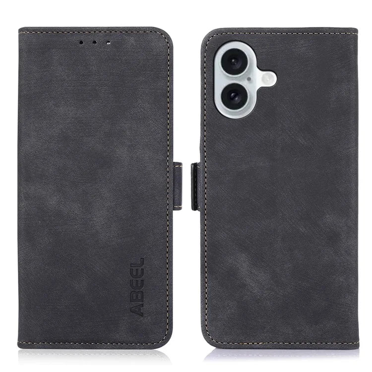 ABEEL For iPhone 16 Case PU Leather Card Slots Stand Retro Phone Cover