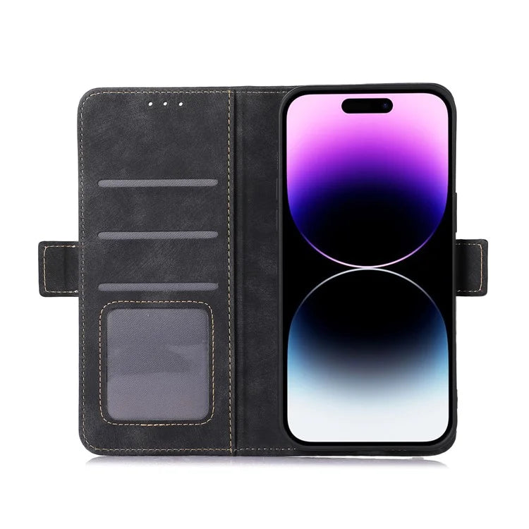 ABEEL For iPhone 16 Case PU Leather Card Slots Stand Retro Phone Cover