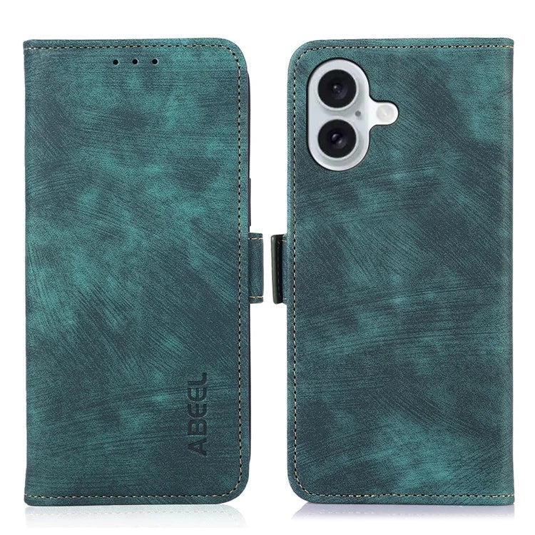 ABEEL For iPhone 16 Case PU Leather Card Slots Stand Retro Phone Cover
