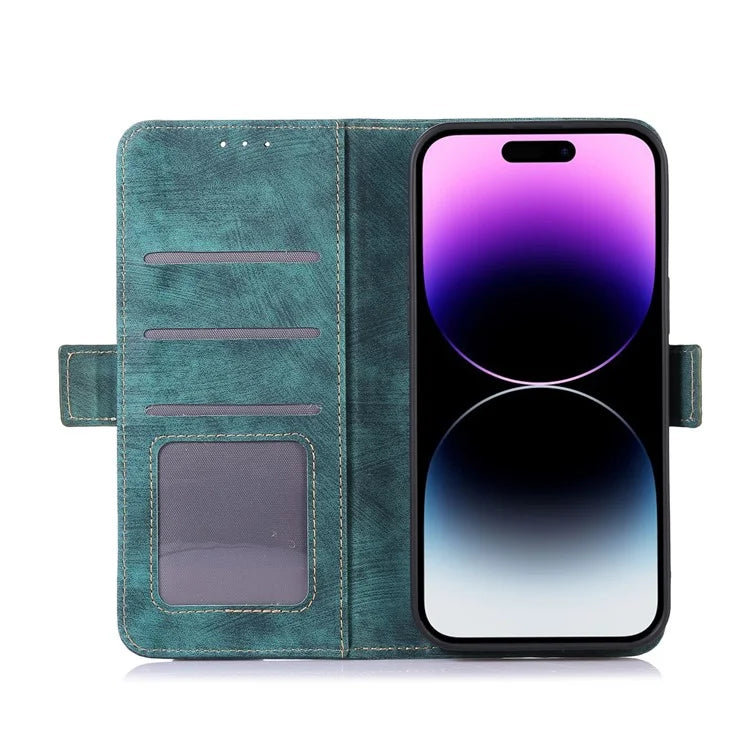 ABEEL For iPhone 16 Case PU Leather Card Slots Stand Retro Phone Cover