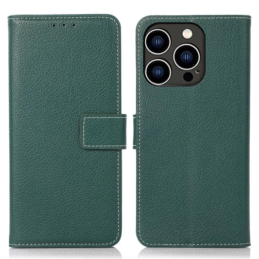 For iPhone 16 Pro Max Stand Case Litchi Texture Leather Phone Cover with Wallet