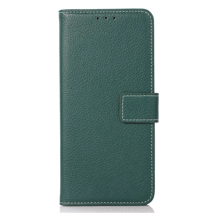 For iPhone 16 Pro Max Stand Case Litchi Texture Leather Phone Cover with Wallet
