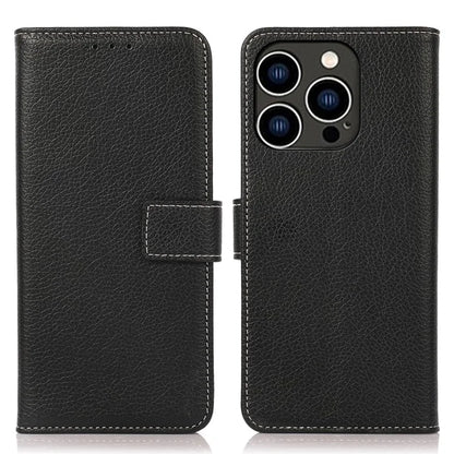 For iPhone 16 Pro Case Stand Litchi Texture Leather Phone Cover