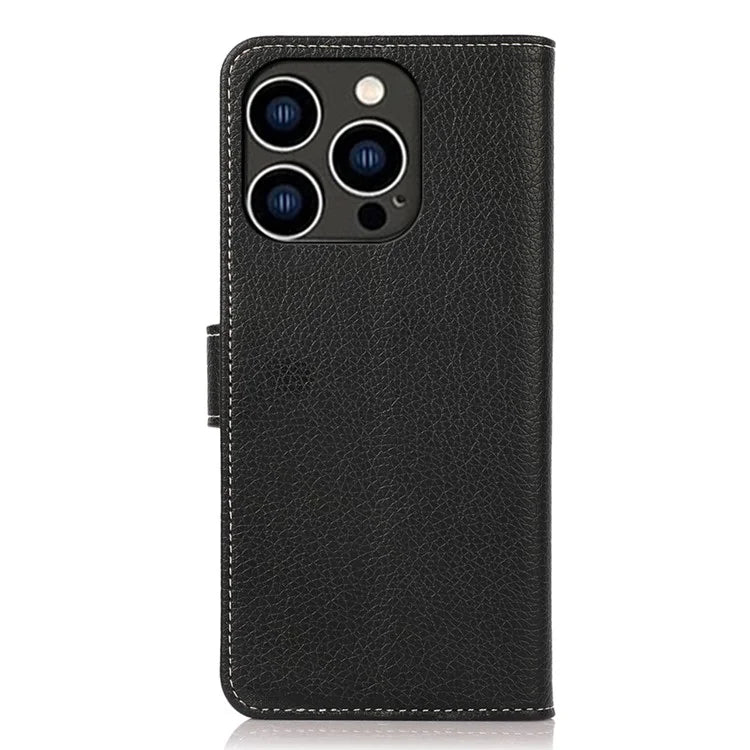 For iPhone 16 Pro Case Stand Litchi Texture Leather Phone Cover