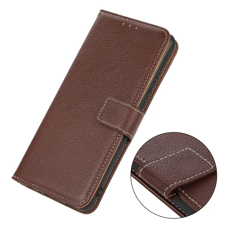For iPhone 16 Pro Case Stand Litchi Texture Leather Phone Cover