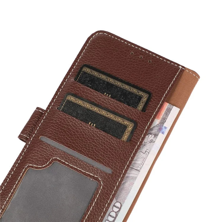 For iPhone 16 Pro Case Stand Litchi Texture Leather Phone Cover