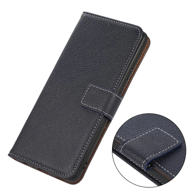 For iPhone 16 Pro Case Stand Litchi Texture Leather Phone Cover