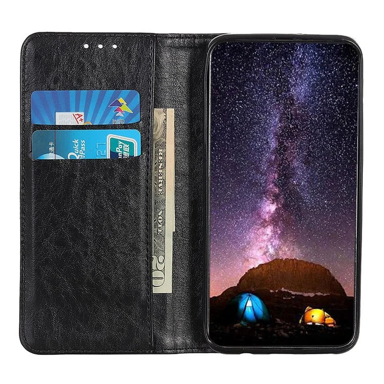 For iPhone 16 Pro Max Case Crazy Horse Texture Leather Magnetic Closure Phone Cover