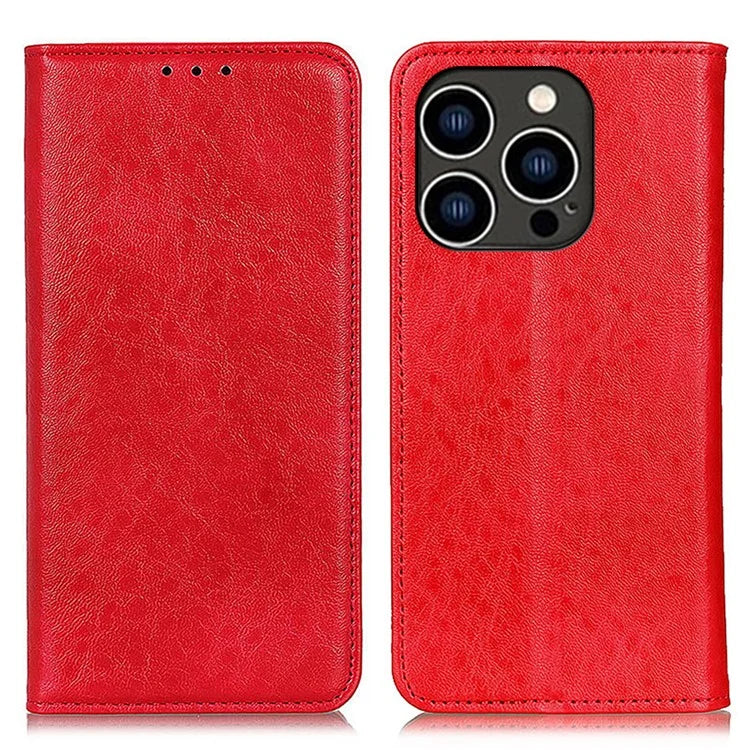 For iPhone 16 Pro Max Case Crazy Horse Texture Leather Magnetic Closure Phone Cover