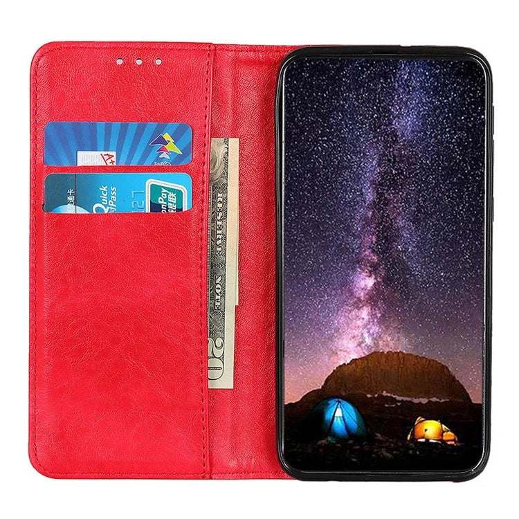For iPhone 16 Pro Max Case Crazy Horse Texture Leather Magnetic Closure Phone Cover