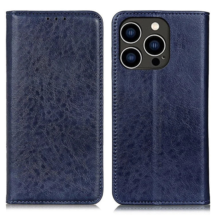 For iPhone 16 Pro Max Case Crazy Horse Texture Leather Magnetic Closure Phone Cover