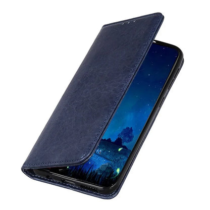 For iPhone 16 Pro Max Case Crazy Horse Texture Leather Magnetic Closure Phone Cover