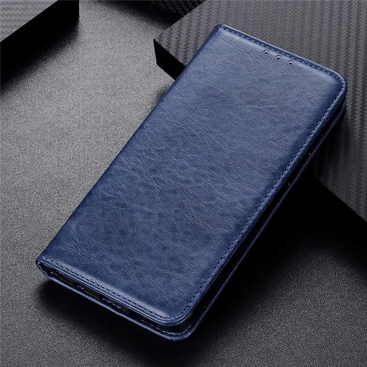 For iPhone 16 Pro Max Case Crazy Horse Texture Leather Magnetic Closure Phone Cover
