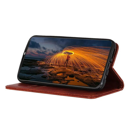 For iPhone 16 Pro Max Case Crazy Horse Texture Leather Magnetic Closure Phone Cover