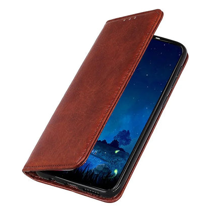 For iPhone 16 Pro Max Case Crazy Horse Texture Leather Magnetic Closure Phone Cover