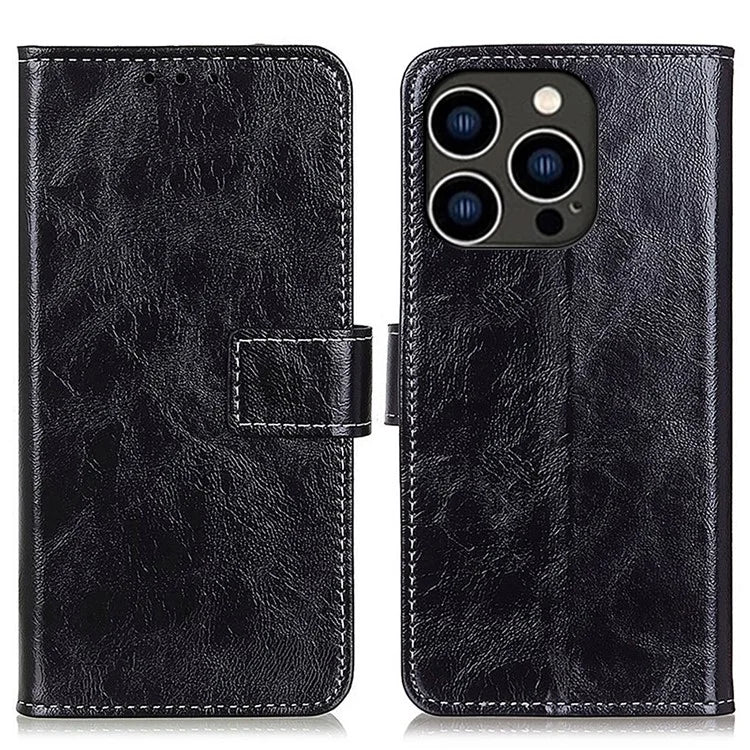 For iPhone 16 Pro Max Case Wallet Leather Phone Cover Retro Crazy Horse Texture