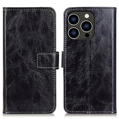 For iPhone 16 Pro Max Case Wallet Leather Phone Cover Retro Crazy Horse Texture
