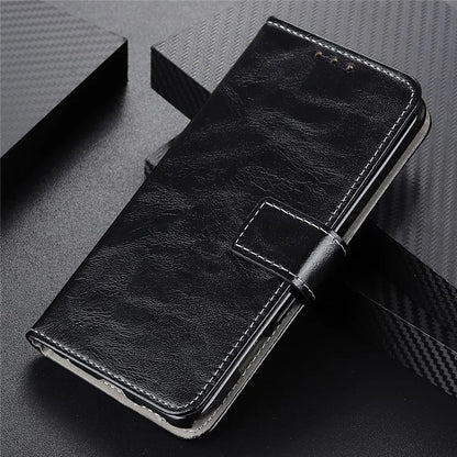 For iPhone 16 Pro Max Case Wallet Leather Phone Cover Retro Crazy Horse Texture