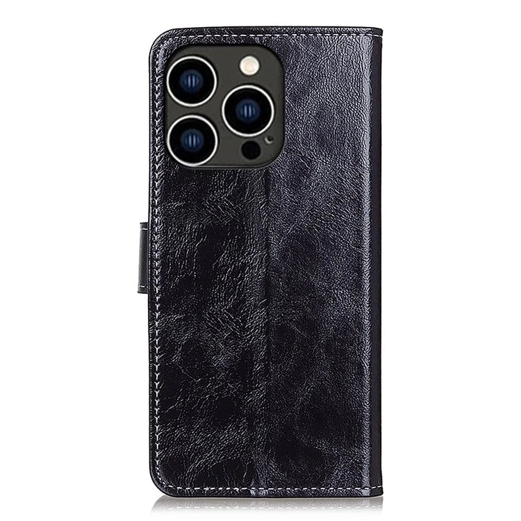 For iPhone 16 Pro Max Case Wallet Leather Phone Cover Retro Crazy Horse Texture