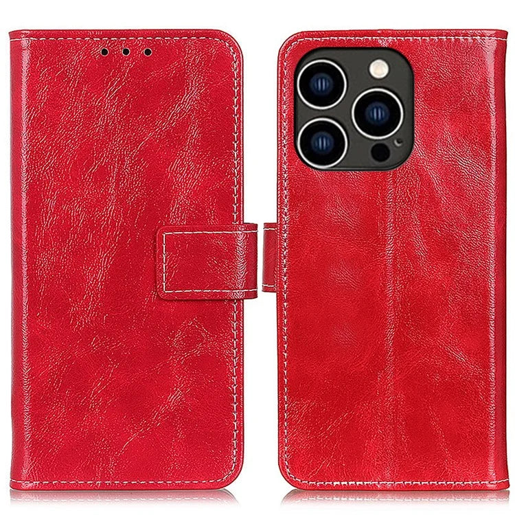 For iPhone 16 Pro Max Case Wallet Leather Phone Cover Retro Crazy Horse Texture