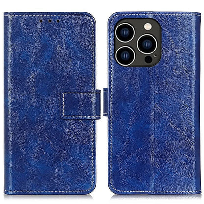 For iPhone 16 Pro Max Case Wallet Leather Phone Cover Retro Crazy Horse Texture