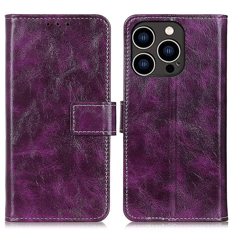 For iPhone 16 Pro Max Case Wallet Leather Phone Cover Retro Crazy Horse Texture