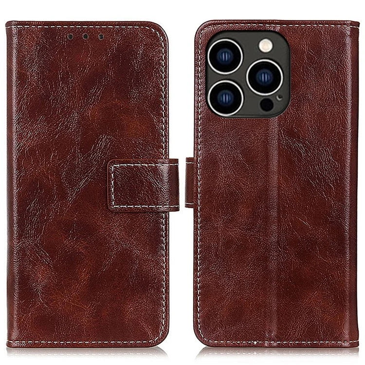 For iPhone 16 Pro Max Case Wallet Leather Phone Cover Retro Crazy Horse Texture