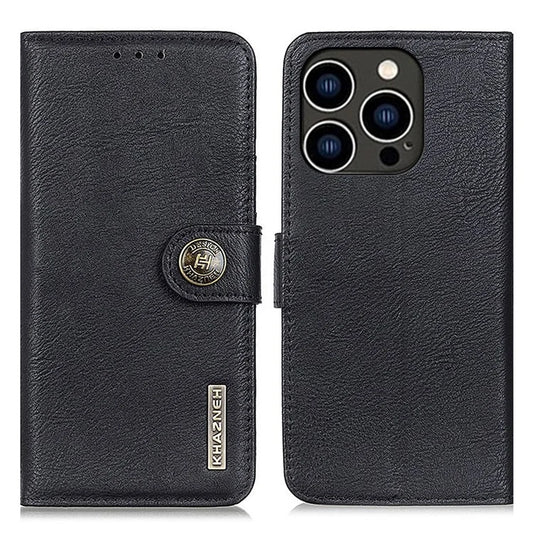 KHAZNEH For iPhone 16 Pro Max Case Cowhide Texture Leather Flip Phone Cover with Wallet