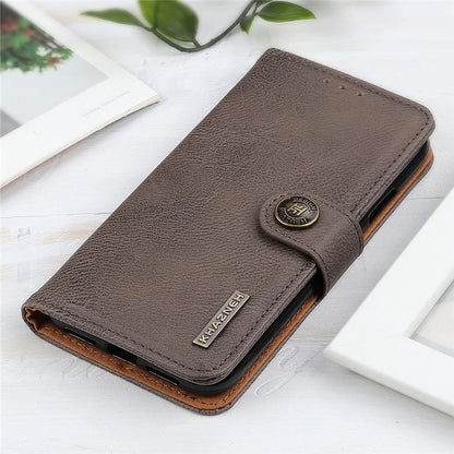 KHAZNEH For iPhone 16 Pro Max Case Cowhide Texture Leather Flip Phone Cover with Wallet