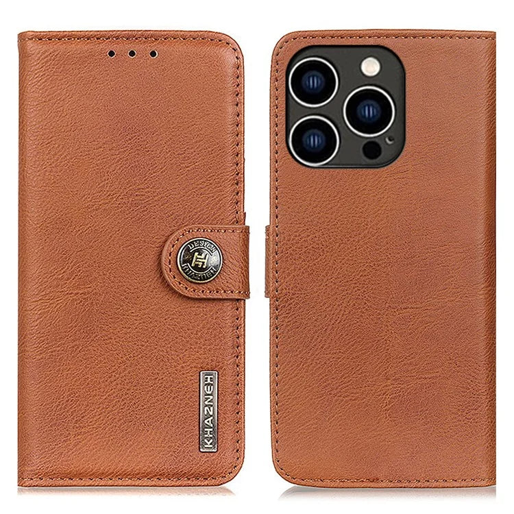 KHAZNEH For iPhone 16 Pro Max Case Cowhide Texture Leather Flip Phone Cover with Wallet
