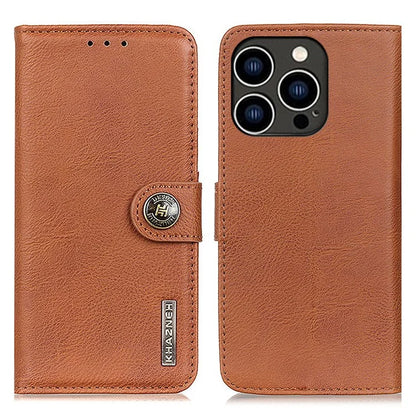 KHAZNEH For iPhone 16 Pro Max Case Cowhide Texture Leather Flip Phone Cover with Wallet