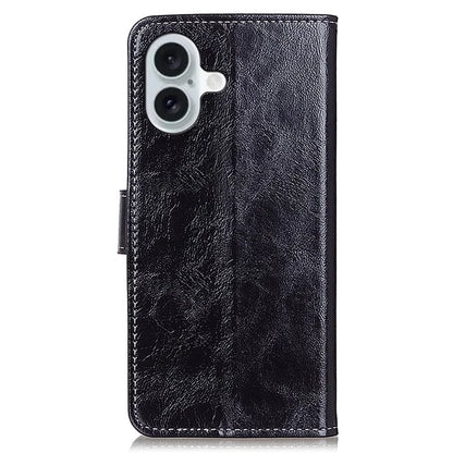 For iPhone 16 Case Retro Crazy Horse Texture Leather Purse Stand Phone Cover