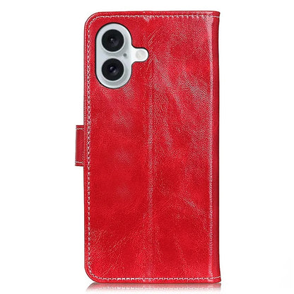 For iPhone 16 Case Retro Crazy Horse Texture Leather Purse Stand Phone Cover