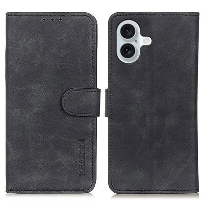 KHAZNEH For iPhone 16 Case Retro Leather Phone Cover with Wallet Stand