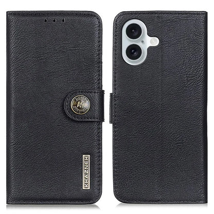 KHAZNEH For iPhone 16 Case Cowhide Texture Leather Phone Cover