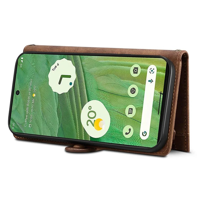 ESEBLE Star Series For Google Pixel 8a Case Zipper PU Leather Phone Cover with Card Slots Wrist Strap