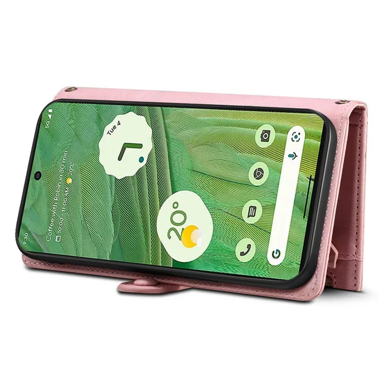 ESEBLE Star Series For Google Pixel 8a Case Zipper PU Leather Phone Cover with Card Slots Wrist Strap