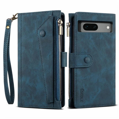 ESEBLE Star Series For Google Pixel 8a Case Zipper PU Leather Phone Cover with Card Slots Wrist Strap